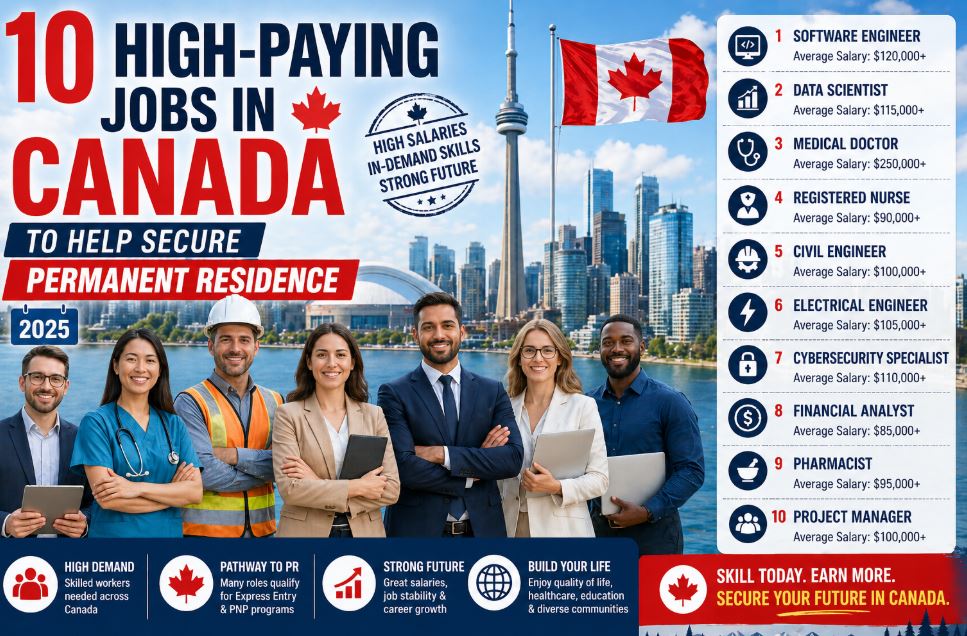 10 High-Paying Jobs in Canada to Help Secure Permanent Residence in 2025